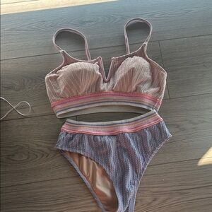 Cupshe Multicolor Striped Bikini Set